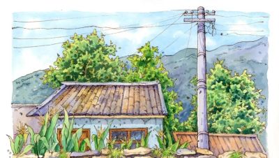 95后美女教你画钢笔淡彩，张张都是精品，构图和配色超棒 - 图画吧TUHUABA