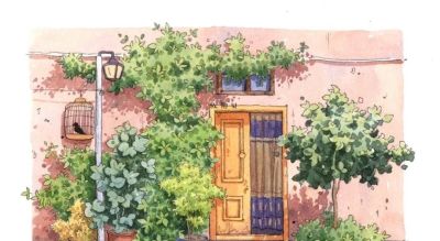 95后美女教你画钢笔淡彩，张张都是精品，构图和配色超棒 - 图画吧TUHUABA