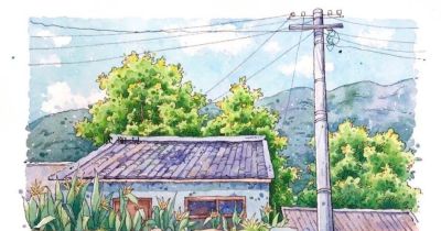 95后美女教你画钢笔淡彩，张张都是精品，构图和配色超棒 - 图画吧TUHUABA