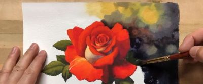 适合零基础学习，46步教你画一朵水彩红玫瑰 - 图画吧TUHUABA