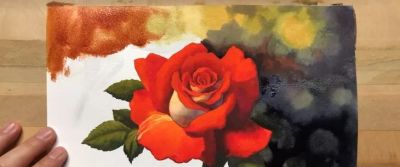 适合零基础学习，46步教你画一朵水彩红玫瑰 - 图画吧TUHUABA