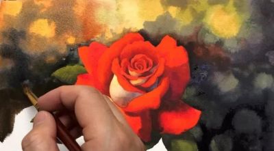 适合零基础学习，46步教你画一朵水彩红玫瑰 - 图画吧TUHUABA