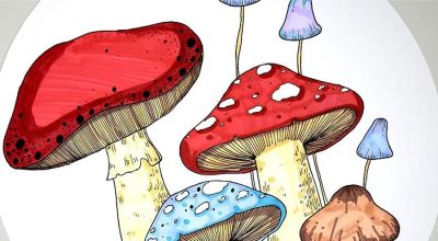 儿童画教程｜水彩笔绘画课程《一丛五彩的小蘑菇》 - 图画吧TUHUABA