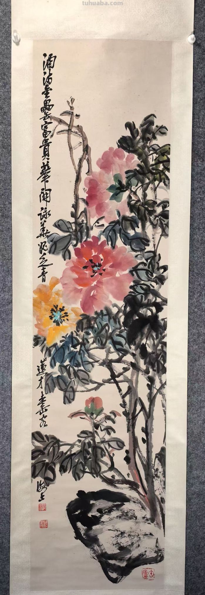 金石入画 彩韵流芳——吴昌硕《水彩花卉八条屏》 - 图画吧TUHUABA