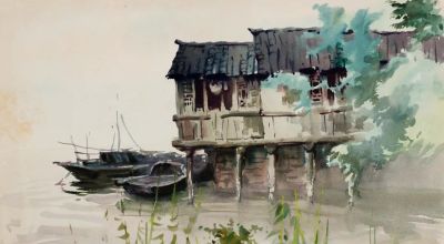 杭鸣时水彩笔下的江南很诗意！很美！ - 图画吧TUHUABA
