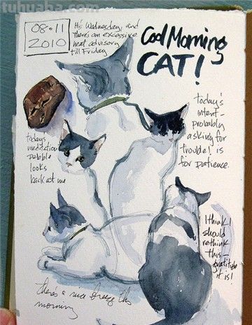 美国自由水彩画家Cathy Johnson的手绘本 - 图画吧TUHUABA