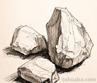 钢笔画，速写素描丨石崖上的风景 - 今日头条