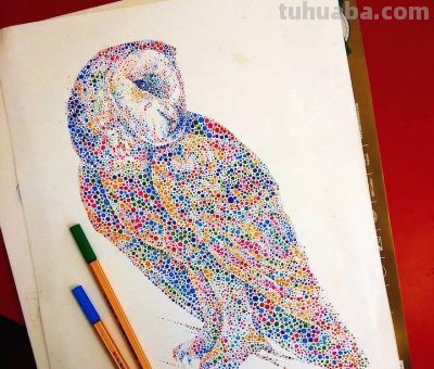 还有这样的点彩画动物，斑斓绚丽！ - 图画吧TUHUABA