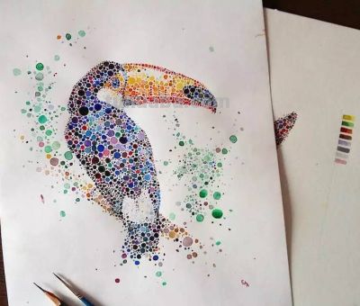 还有这样的点彩画动物，斑斓绚丽！ - 图画吧TUHUABA