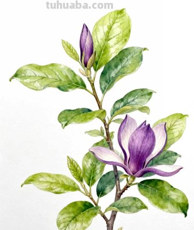 水彩画｜玉兰花 - 图画吧TUHUABA
