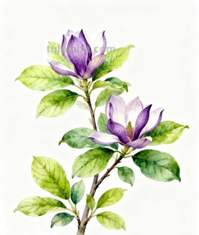 水彩画｜玉兰花 - 图画吧TUHUABA