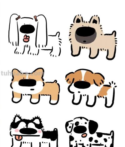 可爱易上手的简笔画狗狗，收藏起来试一试 - 今日头条