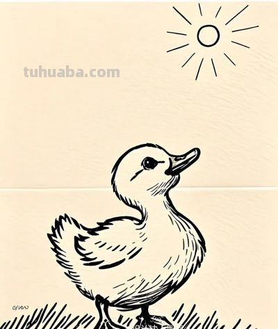 简笔画｜简约插画｜小鸭子 - 图画吧TUHUABA