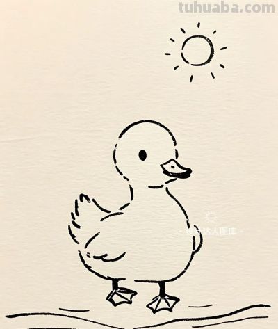 简笔画｜简约插画｜小鸭子 - 图画吧TUHUABA