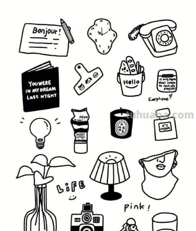 简笔画物品-手帐素材 ⌯>ᴗo⌯ಣ - 图画吧TUHUABA