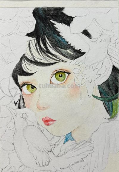 彩铅森系少女 - 图画吧TUHUABA