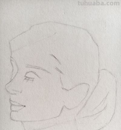 50+学画画｜画不好正面人像就画侧脸，赫本的侧脸素描 - 图画吧TUHUABA
