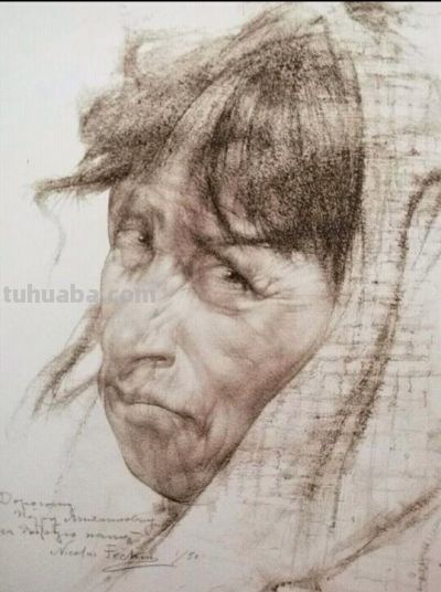 被列宾认为“俄罗斯最天才的画家”尼古拉·费欣素描高清作品80幅 - 图画吧TUHUABA