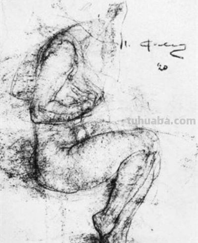 被列宾认为“俄罗斯最天才的画家”尼古拉·费欣素描高清作品80幅 - 图画吧TUHUABA