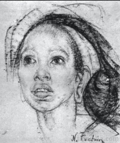 被列宾认为“俄罗斯最天才的画家”尼古拉·费欣素描高清作品80幅 - 图画吧TUHUABA