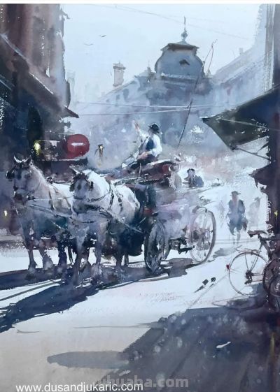 塞尔维亚水彩画家杜桑·杜卡里克作品 - 图画吧TUHUABA
