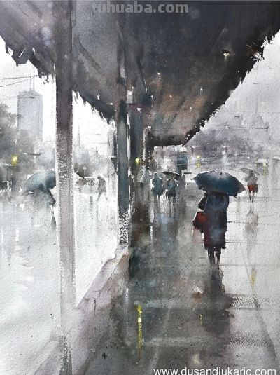 塞尔维亚水彩画家杜桑·杜卡里克作品 - 图画吧TUHUABA