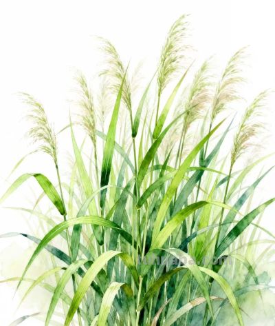 水彩画｜芦苇荡 - 图画吧TUHUABA