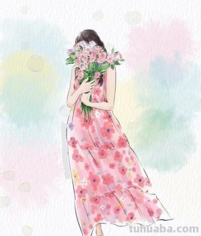 水彩风自由洒脱气质女子背影头像插画 - 图画吧TUHUABA