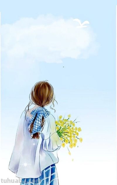 水彩风自由洒脱气质女子背影头像插画 - 图画吧TUHUABA