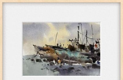 每日一画 | 水天濛濛一棹闲 墨色淋漓是归船——泊船·风景写意水彩 - 今日头条