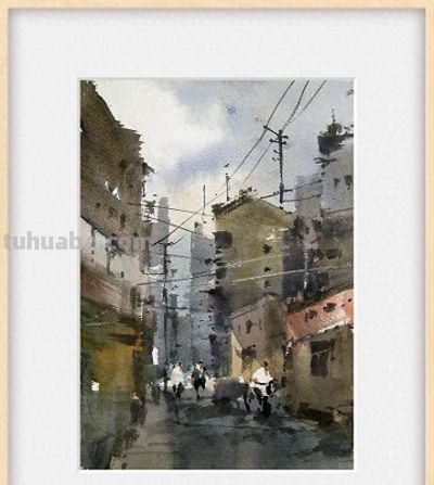 每日一画 | 巷陌氤氲水色里，人间烟火笔端生——小街·风景写意水彩 - 今日头条