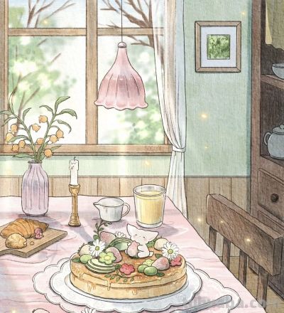 一组治愈系水彩插画系列，整体风格像一本可爱的童话绘本。 - 图画吧TUHUABA