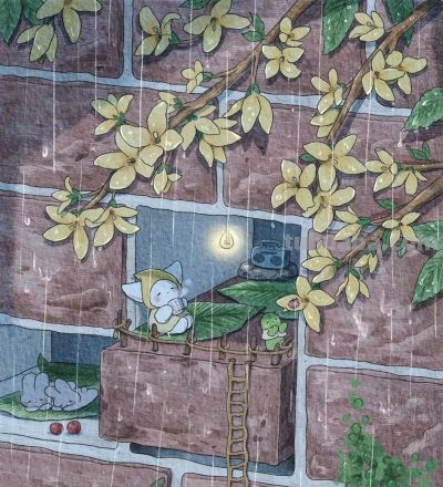一组治愈系水彩插画系列，整体风格像一本可爱的童话绘本。 - 图画吧TUHUABA