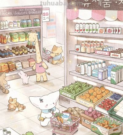 一组治愈系水彩插画系列，整体风格像一本可爱的童话绘本。 - 图画吧TUHUABA