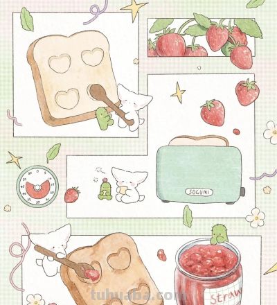 一组治愈系水彩插画系列，整体风格像一本可爱的童话绘本。 - 图画吧TUHUABA