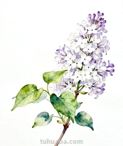 水彩画｜丁香花 - 图画吧TUHUABA