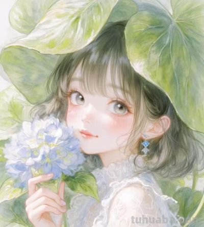 水彩百合少女 - 图画吧TUHUABA