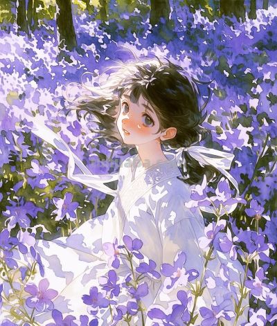 水彩百合少女 - 图画吧TUHUABA