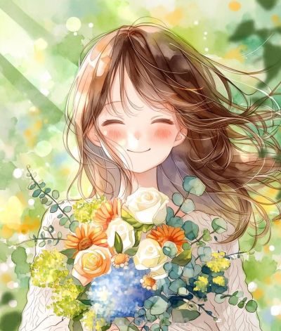 水彩百合少女 - 图画吧TUHUABA