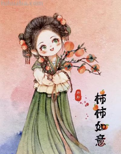 水彩晕染出古韵小美人，每一款都像从古画里偷跑出来的可爱精 - 图画吧TUHUABA