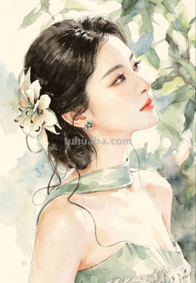 明眸浅笑 温柔岁月静好丨669933水彩风插画头像分享 - 图画吧TUHUABA