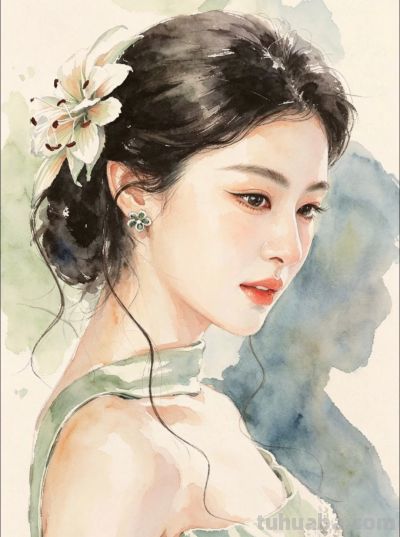 明眸浅笑 温柔岁月静好丨669933水彩风插画头像分享 - 图画吧TUHUABA