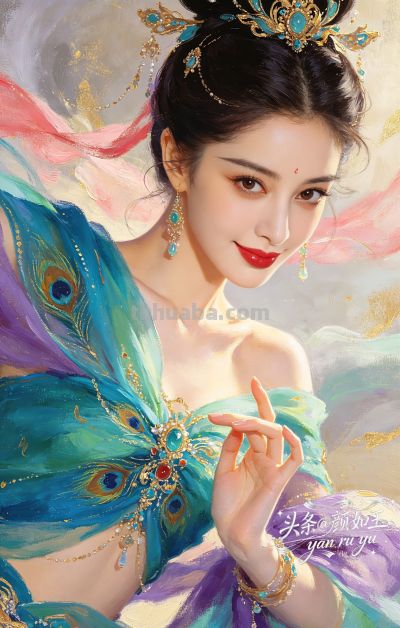 绝美油画——飞天曼舞醉星河，风姿绰约，自带优雅脱俗的东方神韵 - 图画吧TUHUABA