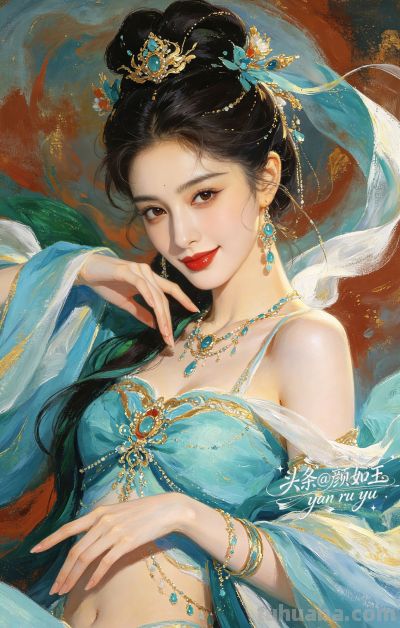 绝美油画——飞天曼舞醉星河，风姿绰约，自带优雅脱俗的东方神韵 - 图画吧TUHUABA