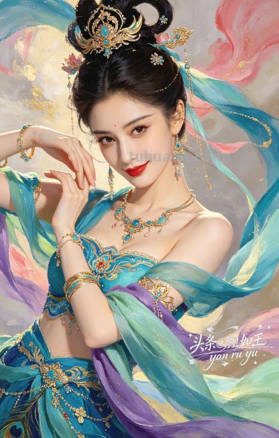 绝美油画——飞天曼舞醉星河，风姿绰约，自带优雅脱俗的东方神韵 - 图画吧TUHUABA