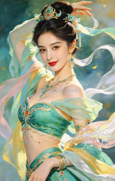 绝美油画——飞天曼舞醉星河，风姿绰约，自带优雅脱俗的东方神韵 - 图画吧TUHUABA