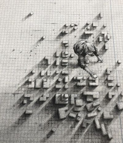 太牛了,这位艺术家在方格本上,绘制出3D效果的素描画作 - 今日头条 太牛了,这位艺术家在方格本上,绘制出3D效果的素描画作 - 图画吧TUHUABA