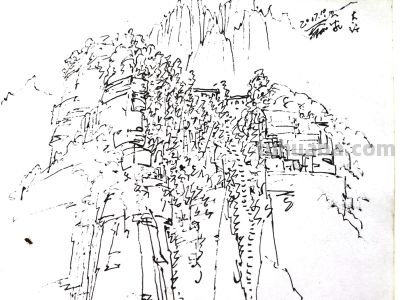 余又刚 ‖《太行大峡谷速写》于林州太行山 - 图画吧TUHUABA