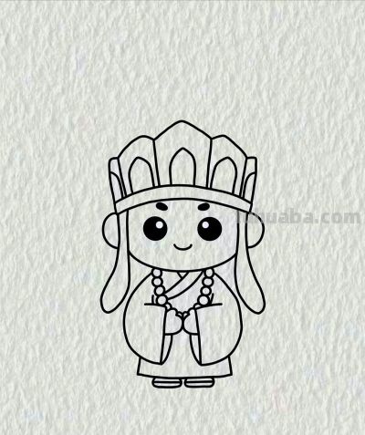 简笔画每日更新之小唐僧 - 图画吧TUHUABA