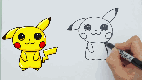 简笔画技能大放送！今天教你画出神奇宝贝皮卡丘！ - 图画吧TUHUABA